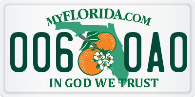 FL license plate 0060AO