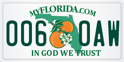 FL license plate 0060AW