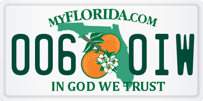 FL license plate 0060IW