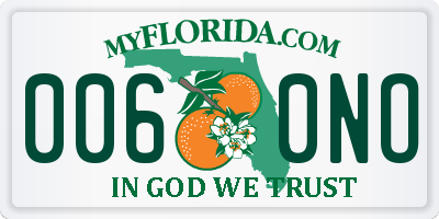 FL license plate 0060NO