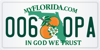 FL license plate 0060PA