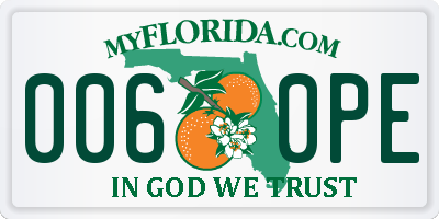 FL license plate 0060PE