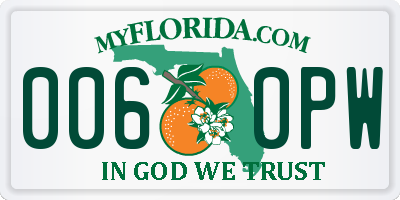 FL license plate 0060PW