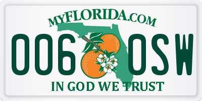 FL license plate 0060SW