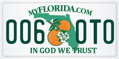 FL license plate 0060TO