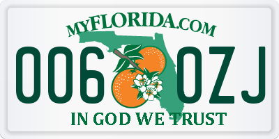 FL license plate 0060ZJ