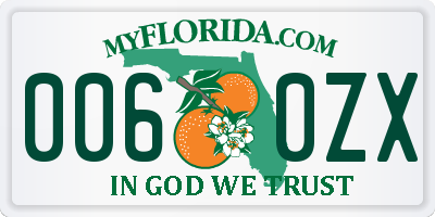 FL license plate 0060ZX
