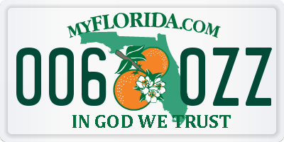 FL license plate 0060ZZ