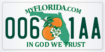 FL license plate 0061AA