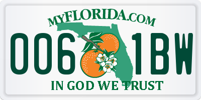 FL license plate 0061BW