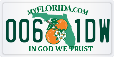 FL license plate 0061DW