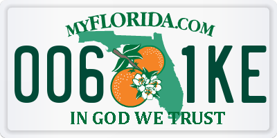 FL license plate 0061KE