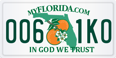FL license plate 0061KO