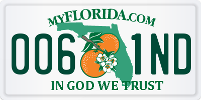 FL license plate 0061ND