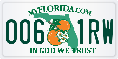 FL license plate 0061RW