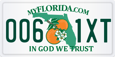 FL license plate 0061XT