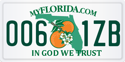 FL license plate 0061ZB