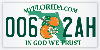 FL license plate 0062AH
