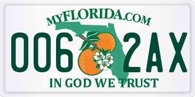 FL license plate 0062AX