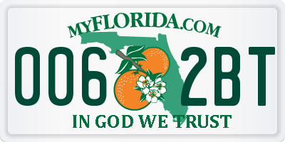 FL license plate 0062BT