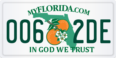 FL license plate 0062DE