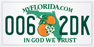 FL license plate 0062DK