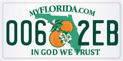 FL license plate 0062EB