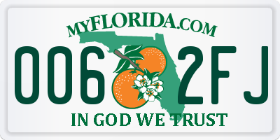 FL license plate 0062FJ