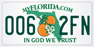 FL license plate 0062FN