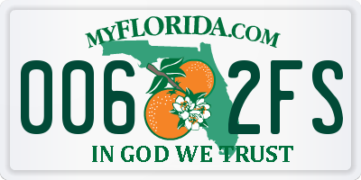 FL license plate 0062FS