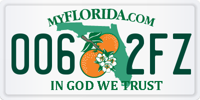FL license plate 0062FZ