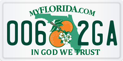 FL license plate 0062GA