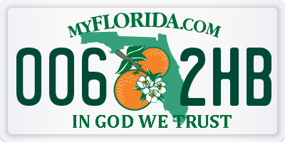 FL license plate 0062HB