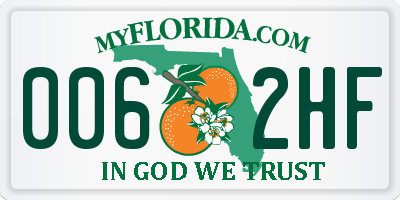 FL license plate 0062HF