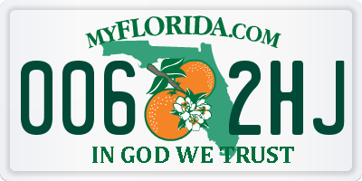 FL license plate 0062HJ