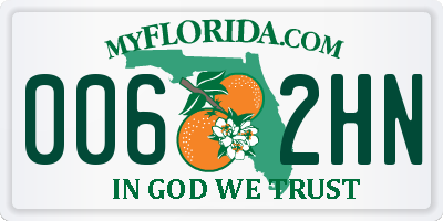 FL license plate 0062HN