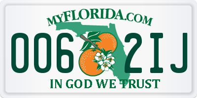 FL license plate 0062IJ