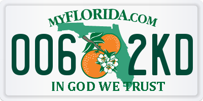 FL license plate 0062KD
