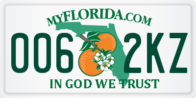 FL license plate 0062KZ