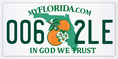 FL license plate 0062LE