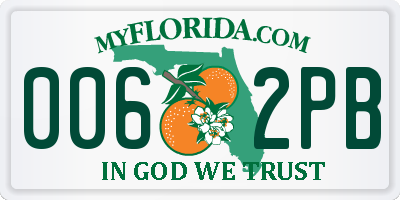 FL license plate 0062PB