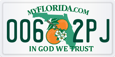 FL license plate 0062PJ