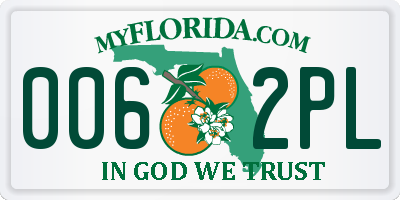 FL license plate 0062PL