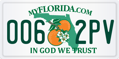 FL license plate 0062PV