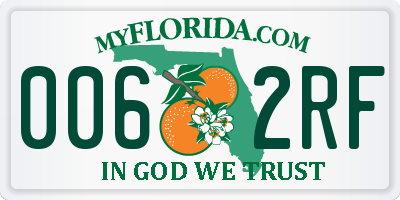 FL license plate 0062RF