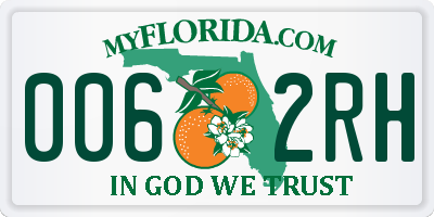 FL license plate 0062RH