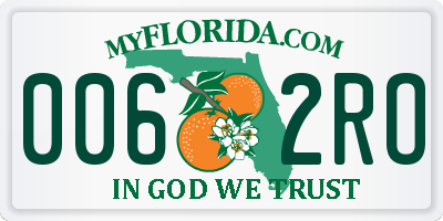 FL license plate 0062RO