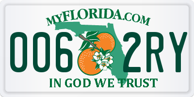 FL license plate 0062RY