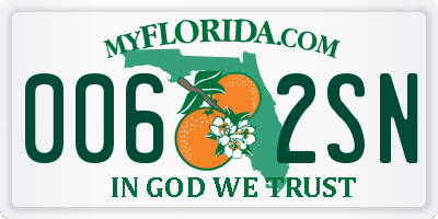 FL license plate 0062SN