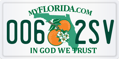FL license plate 0062SV
